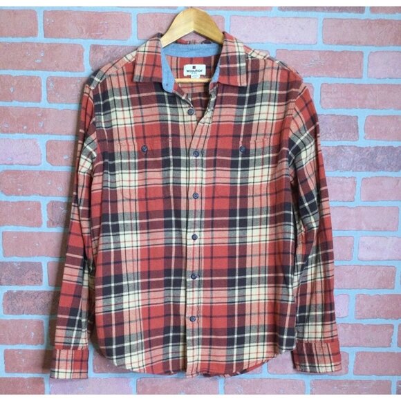 Woolrich Mens Plaid Button Up Flannel Shirt Long Sleeve Cotton Size L - Picture 1 of 8